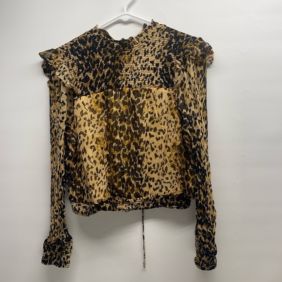 Free People Tops - Free people animal print top size M long sleeves